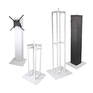 ProX Flex Totem TV Package w/ Stand, TV Mount & Speaker Mount trussing totems, trussing towers, ProX Direct, ProX, Flex Tower, Flex Tower Totem, adjustable tower